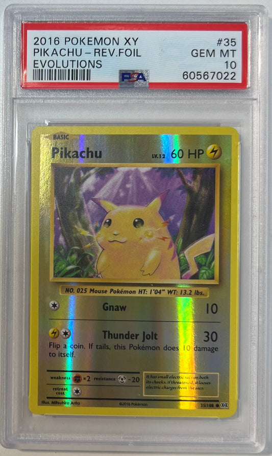 Pikachu Reverse Holo PSA 10 2016 Xy Evolutions #35 LOW POP