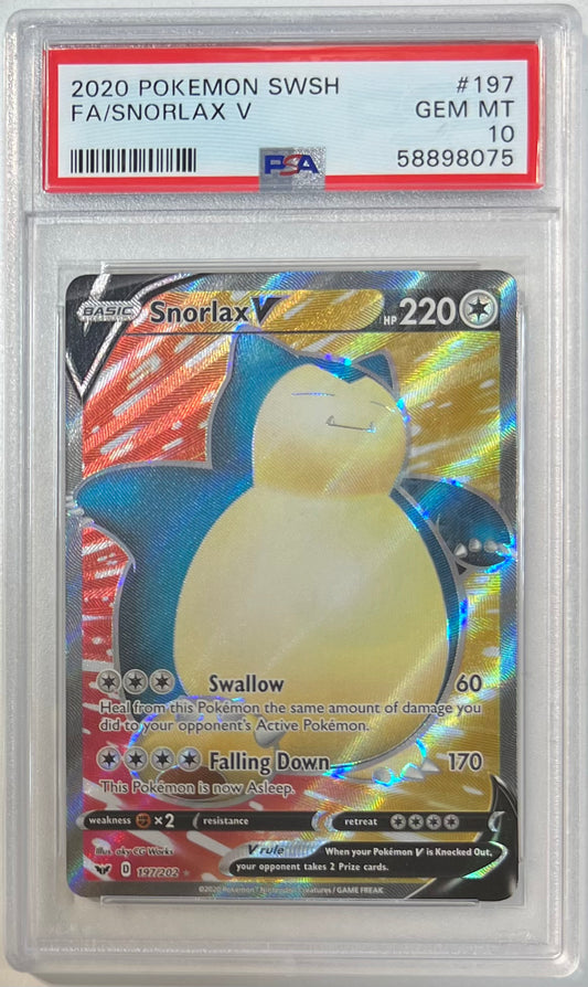 Snorlax V PSA 10 2020 Pokemon SWSH #197
