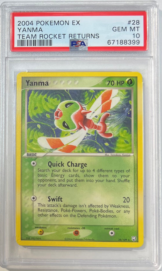 Yanma PSA 10 2004 Pokemon Ex Team Rocket Returns #28