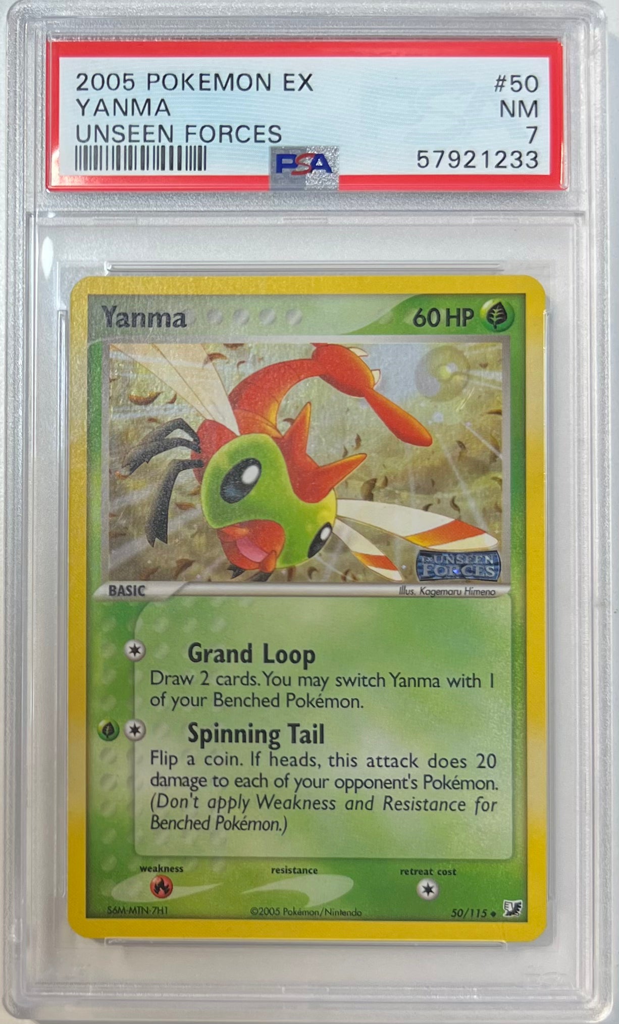 Yanma Reverse Holo PSA 7 2005 Pokemon Ex Unseen Forces #50