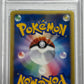 A graded PSA PSA+ Pokémon trading card in a clear plastic grading slab, featuring the blue and yellow Pokémon logo with a Pokéball design on the card face.