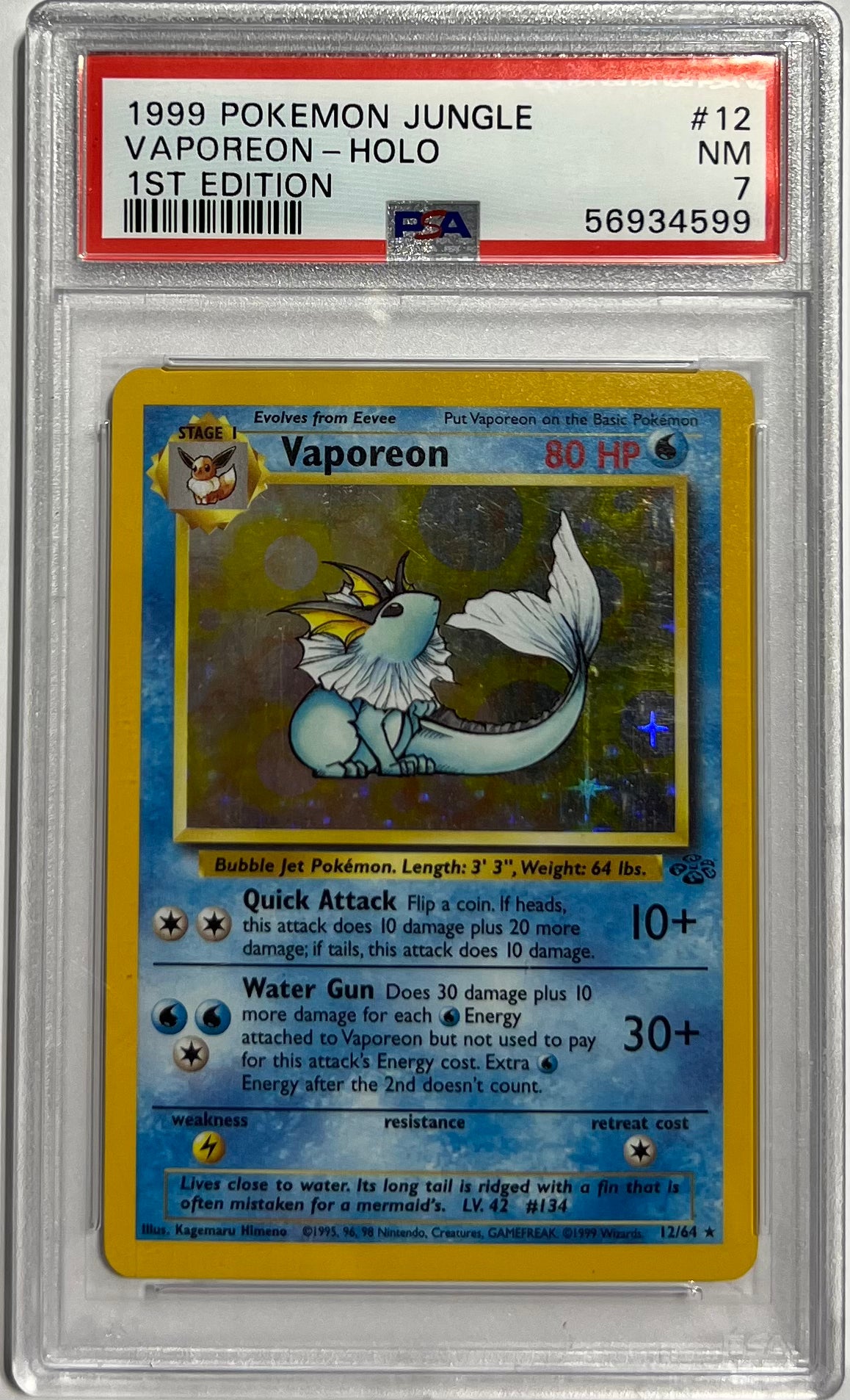 Vaporeon Holo PSA 7 1999 Pokemon Jungle #12 - MISLABEL