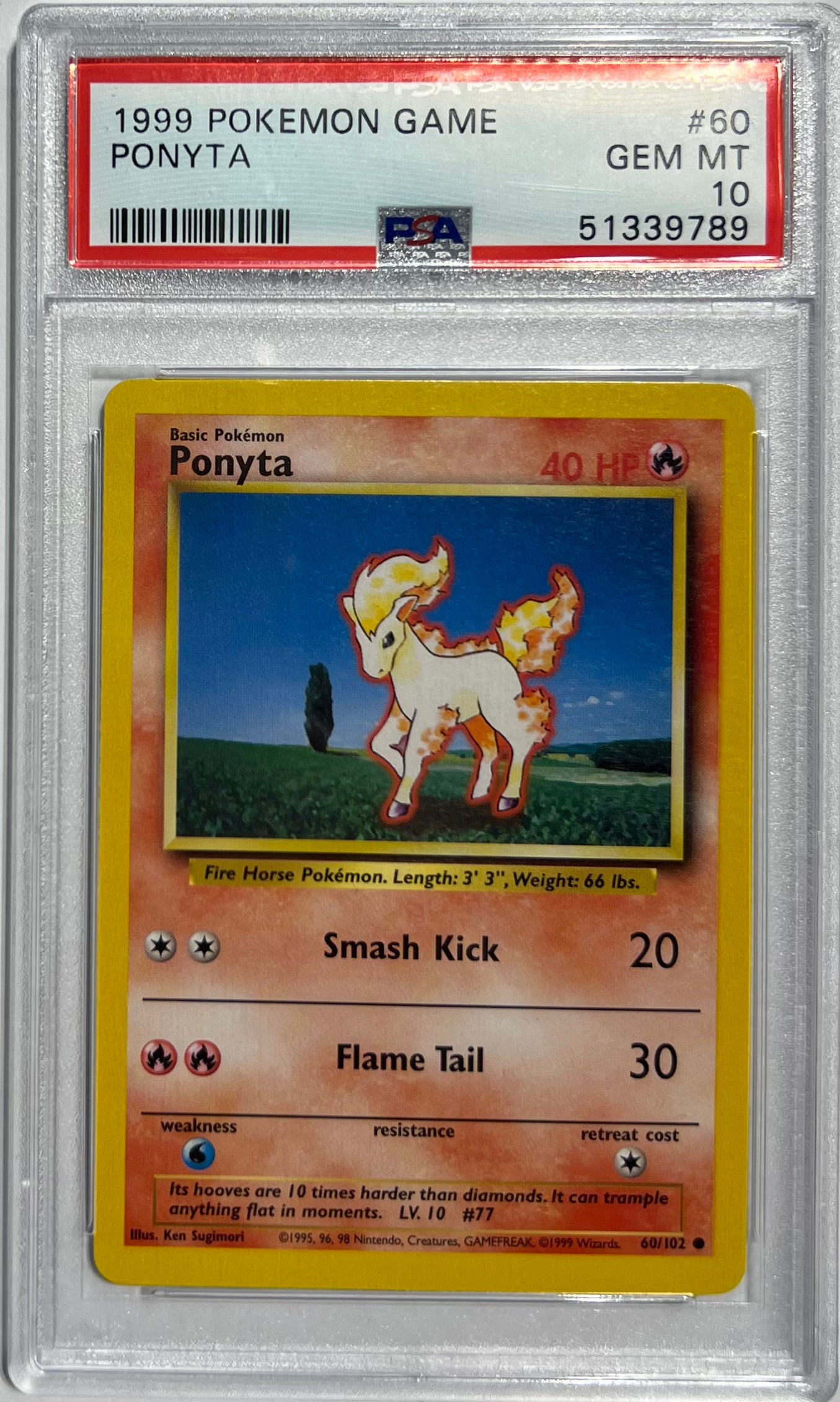 Ponyta PSA 10 1999 Pokemon Game #60