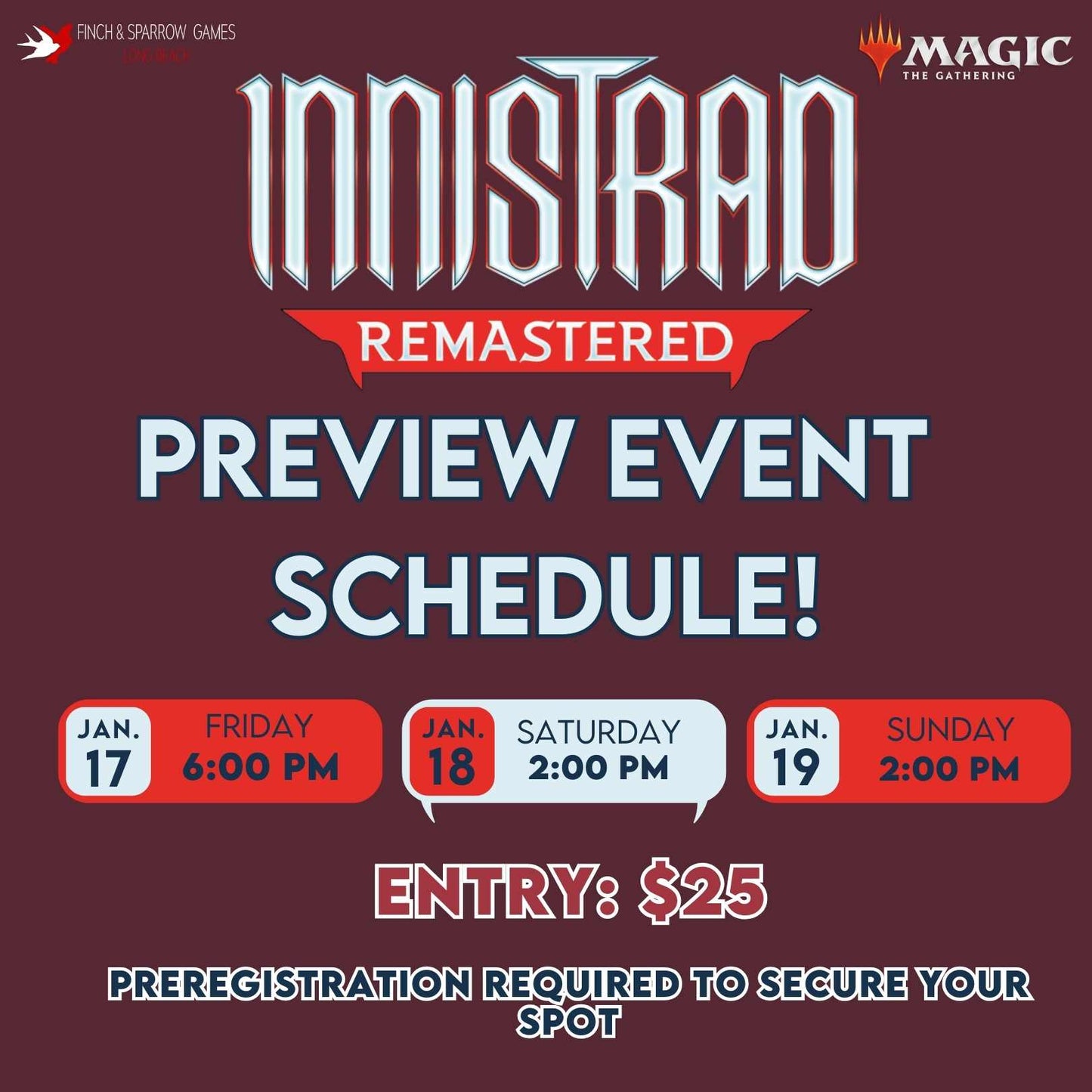 Innistrad Remastered Preview Events